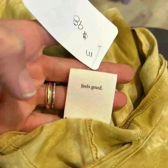 People of Leisure made in LA medium cotton & tencel yellow marbled soft tie dye - Picture 12 of 14